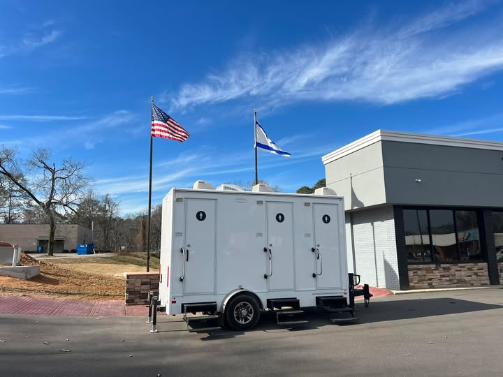 Portable restroom solutions by A Plus Portable Restrooms.