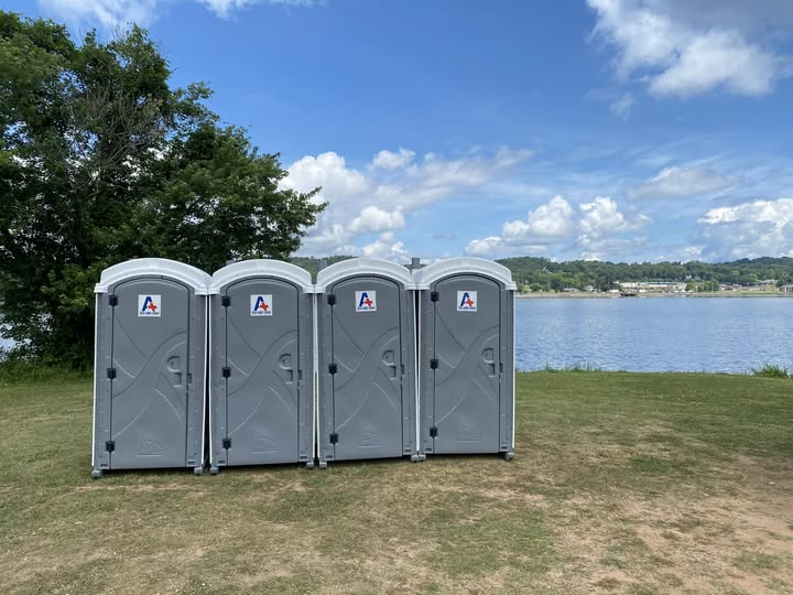 Luxury restroom trailer at an event