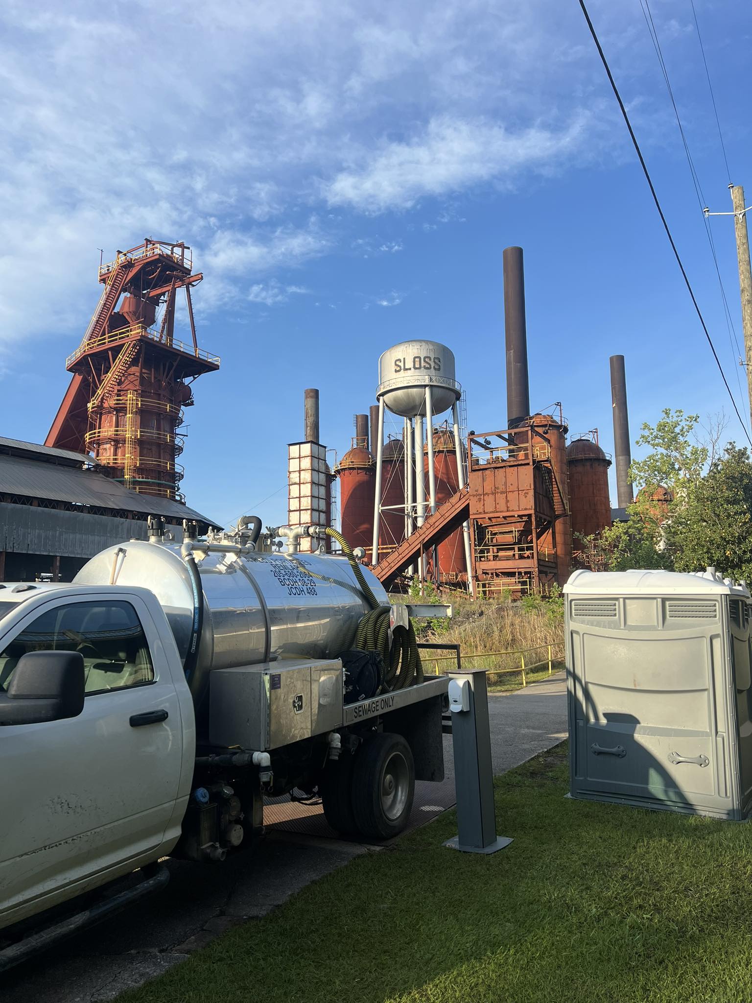 Luxury portable restroom trailers at an event