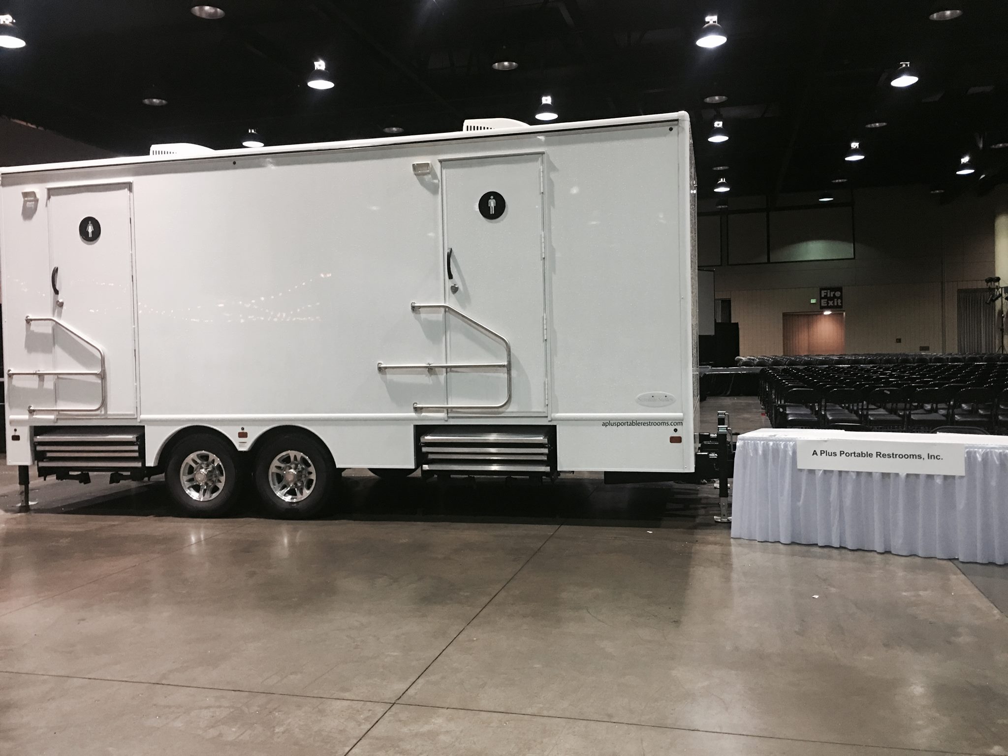 Portable restroom units on site