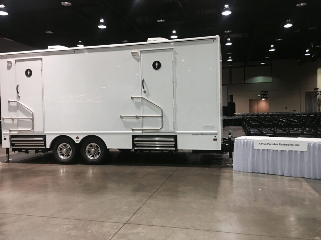 Luxury portable restroom trailer with ADA compliance